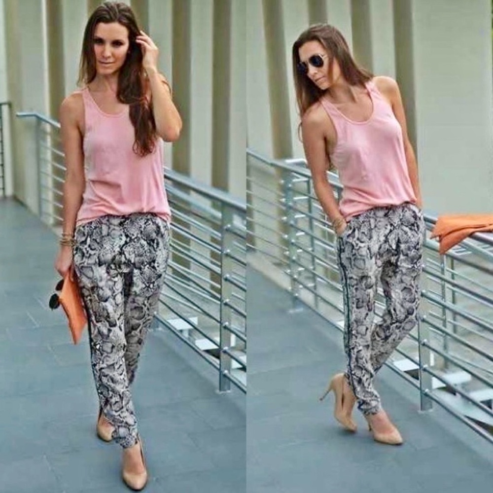 BCBGMAXAZARIA 100% Silk Animal Print Pants Size S NWOT